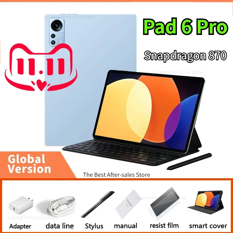

2024 Tablet Snapdragon 870 CPU Original xioami Pad 6 Pro 11 Inch 8GB+256GB 60Hz Screen 2560*1600 Android 12 Dual SIM Tablets PC