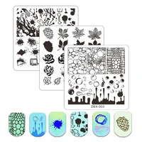 abstract graffiti line nail stamping plate geometry leaf flower cat claw stamp template diamond snake skin nail printing stencil