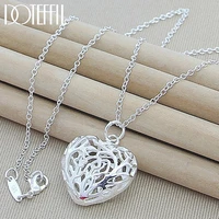 doteffil 925 sterling silver hollow love heart ball 18 inch chain pendant necklace for women wedding engagement party jewelry