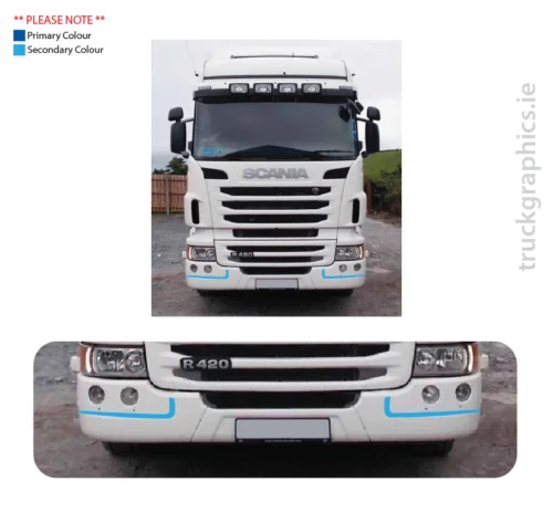 

For x2 Scania Front Bumper Strips Decal,Sticker, R Series Topline, Highline