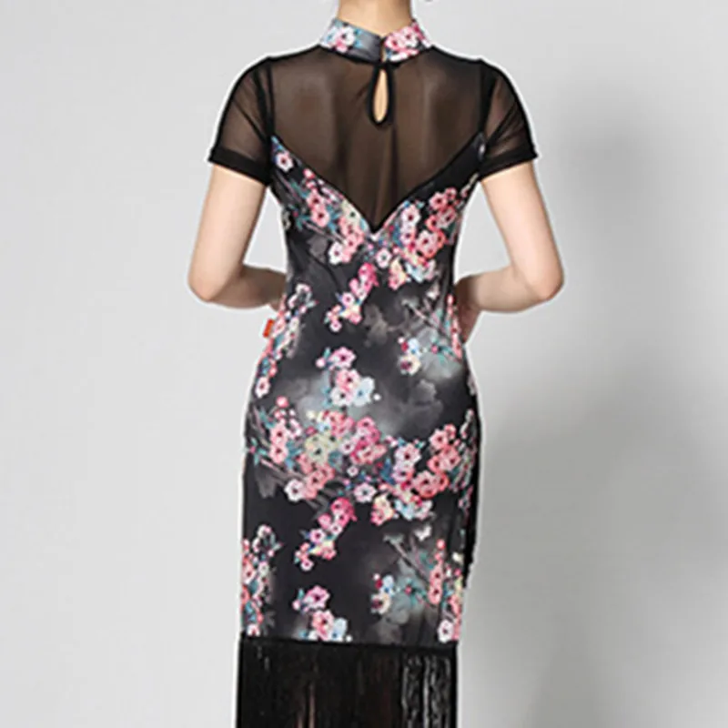 Платье Cheongsam для латинских танцев женское сексуальное тонкое платье с кисточками