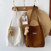 geestock corduroy bags for women 2022 shoulder bag reusable shopping bags casual tote female handbag casual totes bags