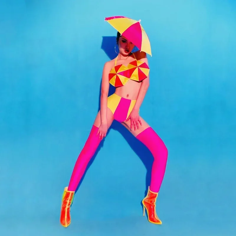 Неоновый цветной головной убор-зонтик для ночного клуба Gogo Dancer сексуальный