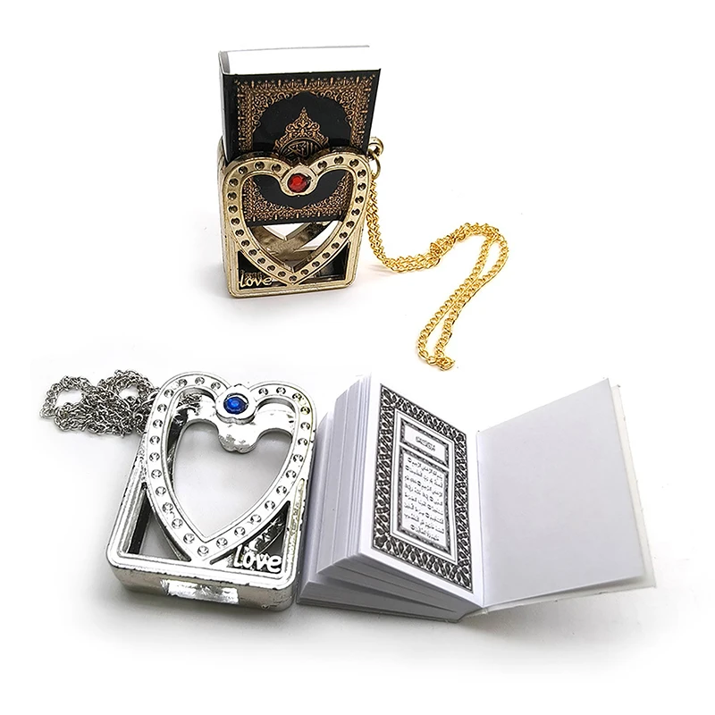 Ретро Мини Книга Корана с подвеской из настоящей бумаги может читать ожерелье