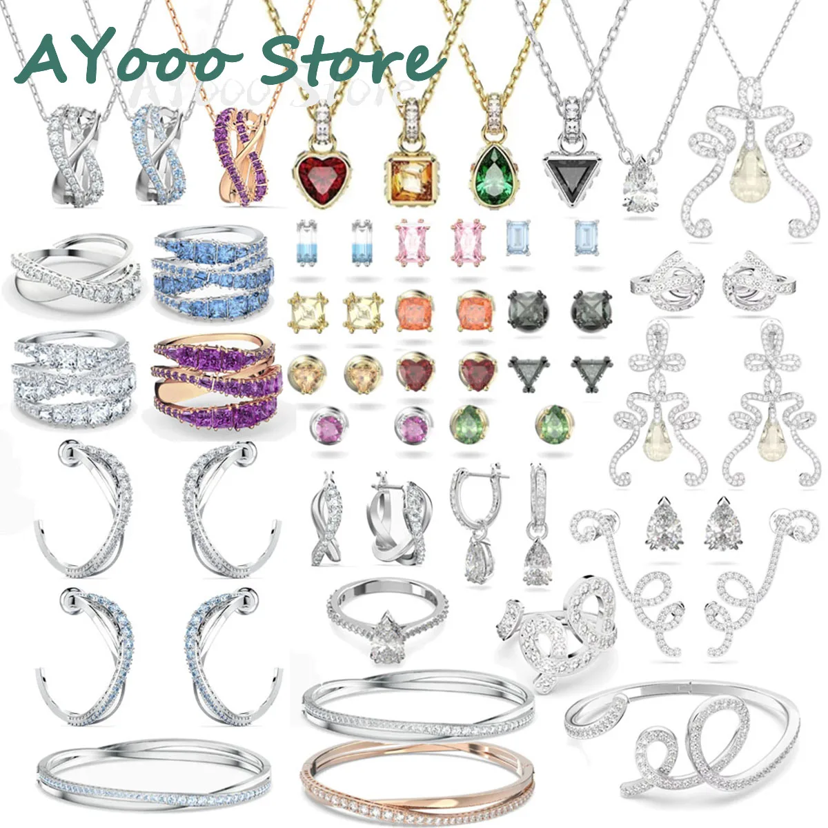 

Original SWA Fashion Jewelry Set High Quality Charming Women's Necklace Earring Ring Bracelet Party Gift Band Logo