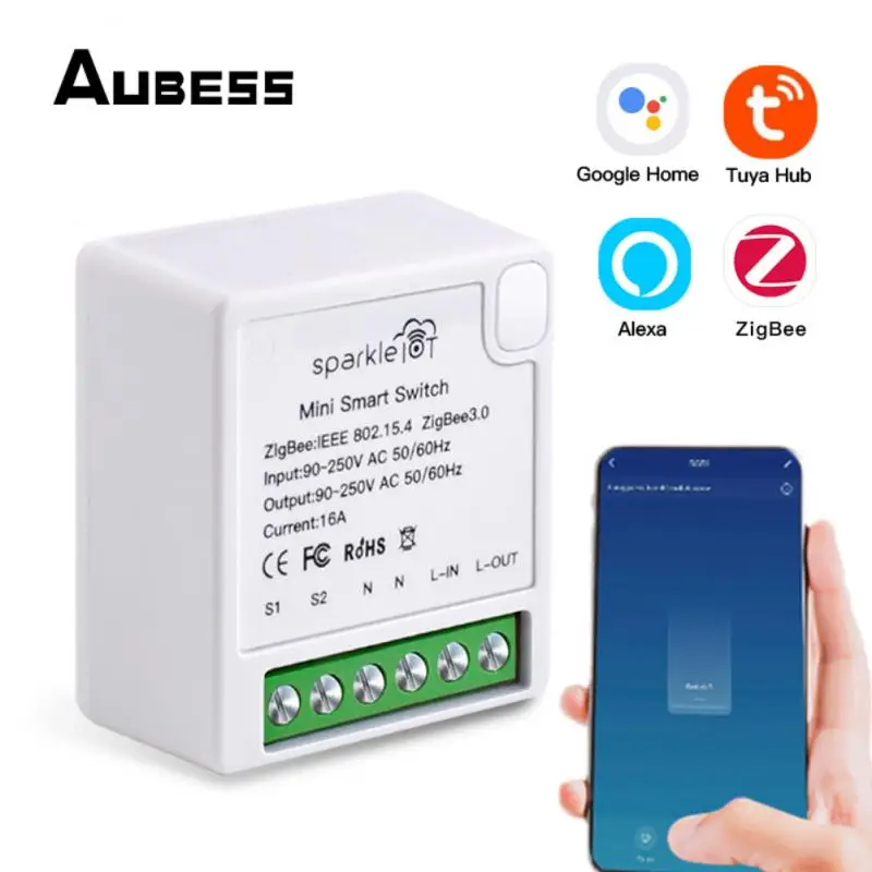 

Aubess Tuya ZigBee 3.0 Smart Light Switch Relay Module Smart Life Tuya App Control, Smart Home Works With Alexa Google Home