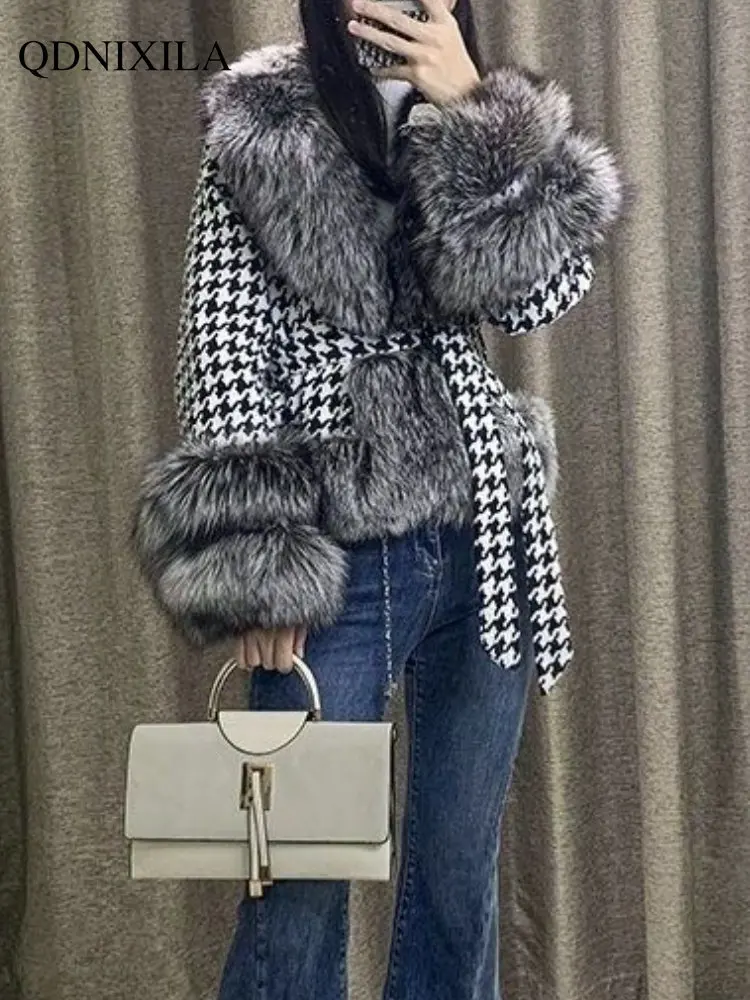 Woman Coats 2023 Winter New Outerwear Fox Fur Fur Coat Women's Short Oversized Fur Collar Jackets Fur Coat Women Faux Fur Coat