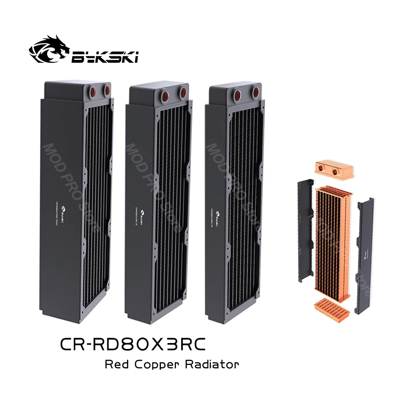 

Bykski Black Water Cooling 80mmx3 240mm Copper Radiator,About 30/40/60mm Thickness For Server 80mm Fans,CR-RD80X3RC-TK