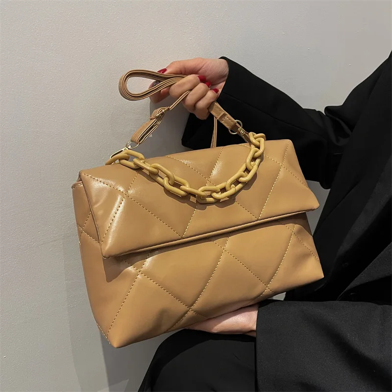 

Soft PU Leather Crossbody Bags for Women Embroidery Thread Flap Bag Luxury Branded Trending Chain Shoulder Handbags Purse 2023