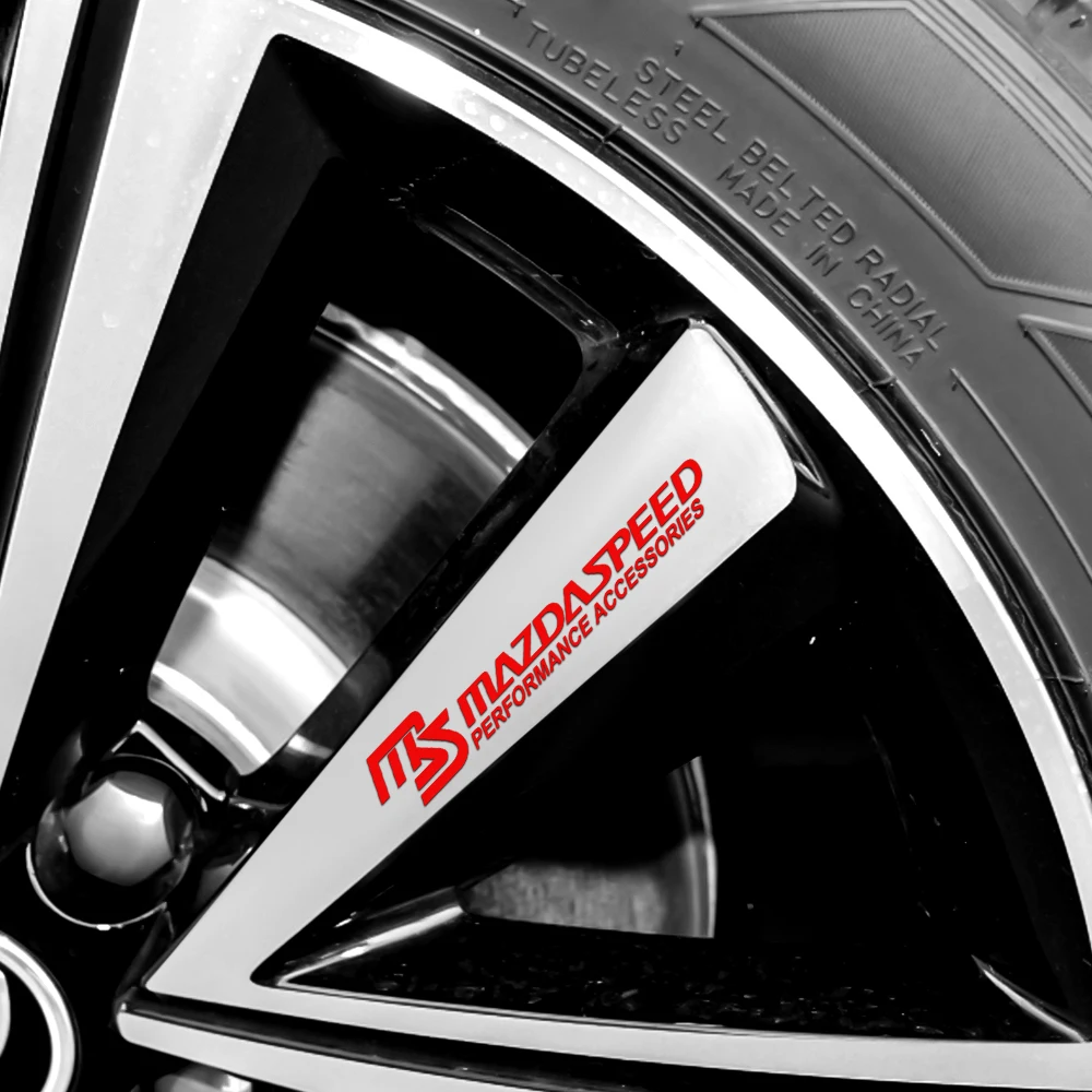 

4pcs Reflective Mazdaspeed Car Styling Wheel Rims Body Stickers Decoration Decals For Mazda 3 bk 6 gg 2 cx5 cx30 cx3 cx7 Demio