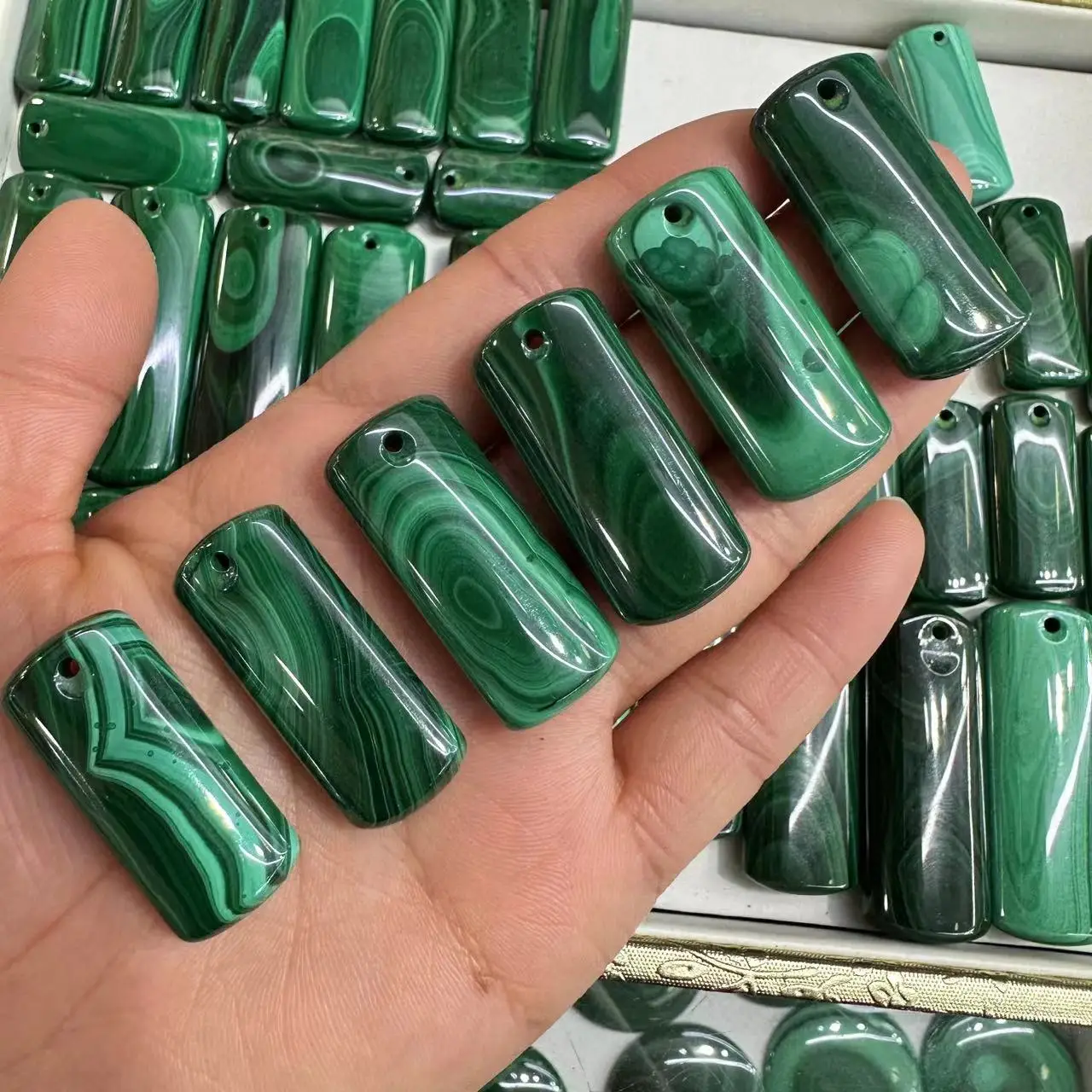 Ааанатальный кулон из Малахита Кристалл квадратной формы Исцеление Рейки