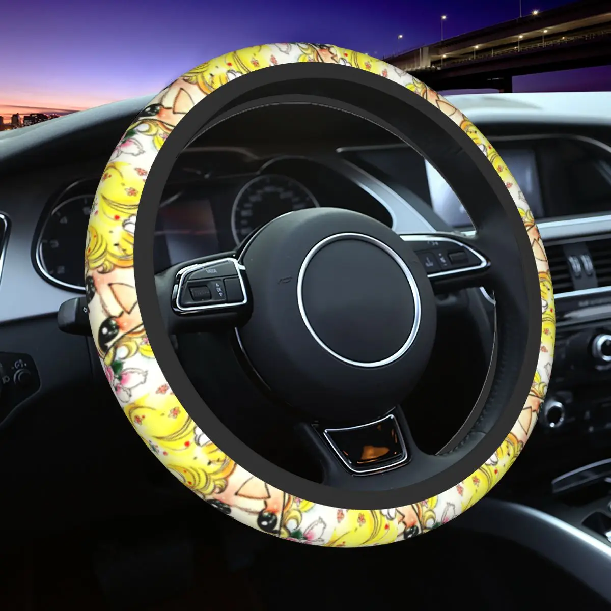 38cm Car Steering Wheel Covers Candy Candy Anime Kawaii Girl Braid On The Steering Wheel Cover Auto Steering-Wheel Accessories