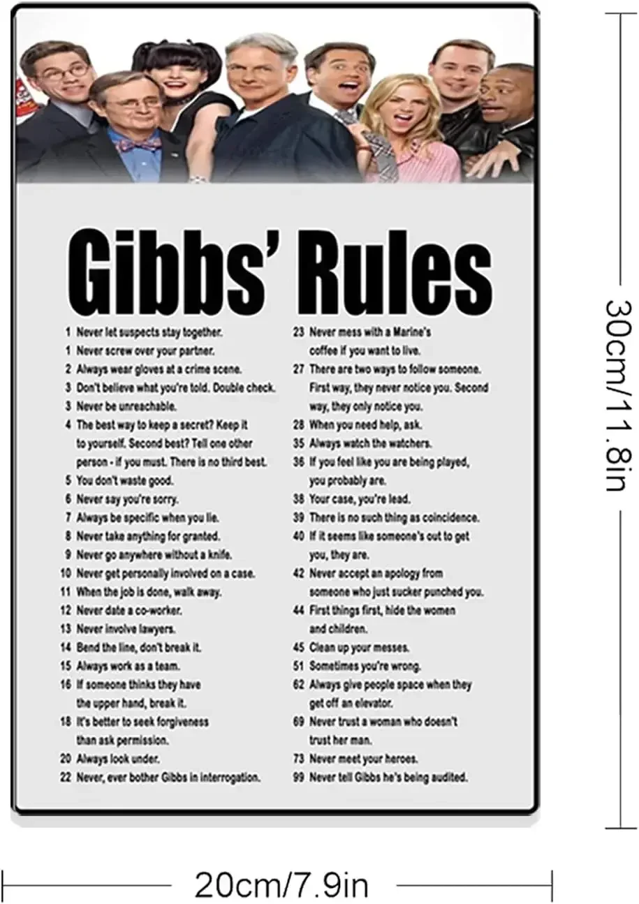 Винтажная Жестяная Вывеска NCIS Gibbs Эмблема 8x12 Дюймов Настенное Искусство Для