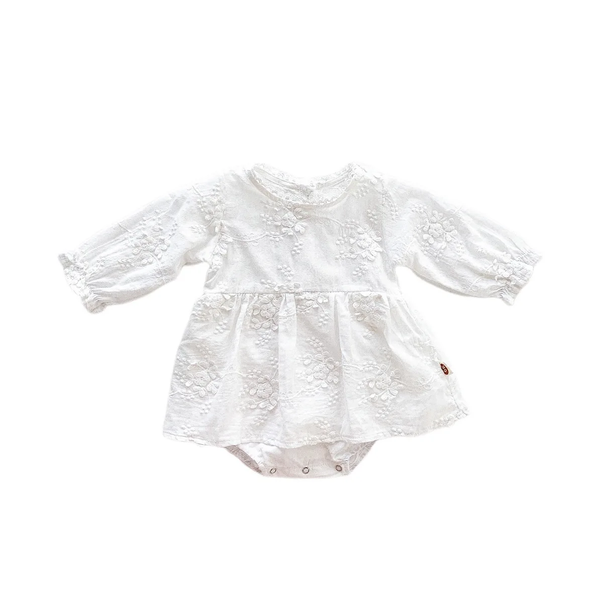 RiniLucia Summer Baby Clothing Fashion Long Sleeve Romper Newborn White Floral Bodysuit Infant Boy Girls Princess Clothes