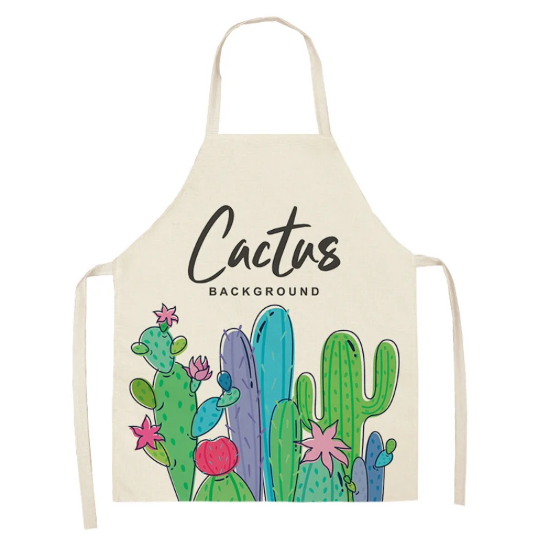 

Льняной Фартук без рукавов с рисунком растений кактуса, фартук для домашнего декора, кухонные аксессуары для выпечки, фартук