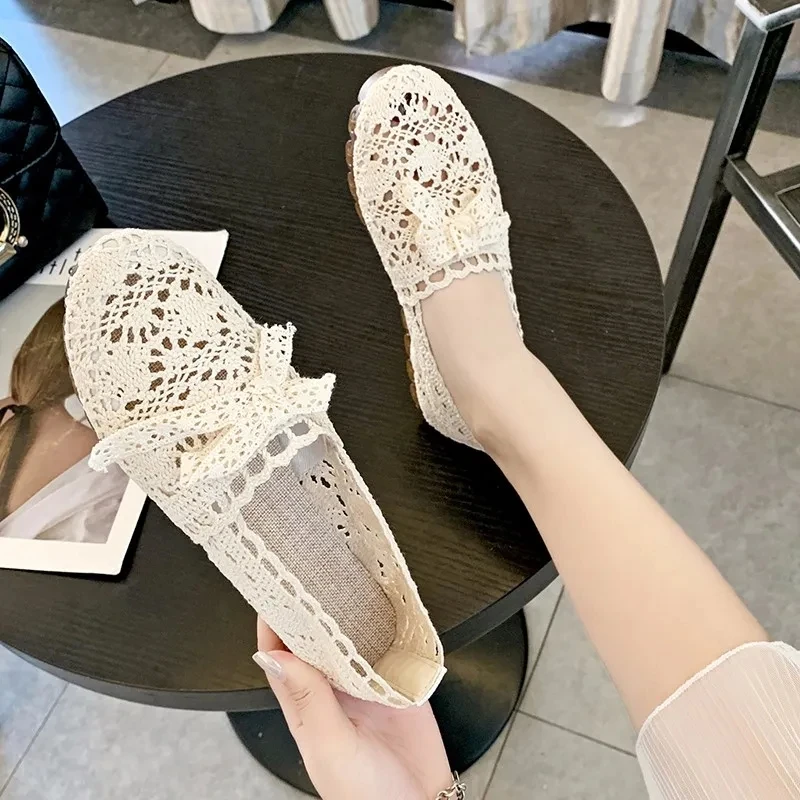 2023 New Fashion Spring Autumn Flat Shoes Women Shoes Mesh Breathable Women Peas Shoes Womans Daily Concise Flats Shoes