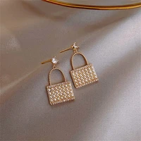 simple glossy three dimensional bag metal earrings carved new fashion dangle earrings for women party jewelry gifts