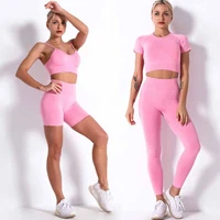 24pcs seamless women yoga set sports shorts high waist leggings gymt shirts running sportswear workout clothes gym suits