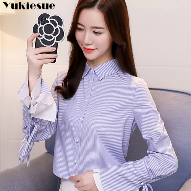 

Fashion woman blouses 2022 long sleev striped OL blouse women tops chiffon blouse shirt blusa feminina shirt women clothes