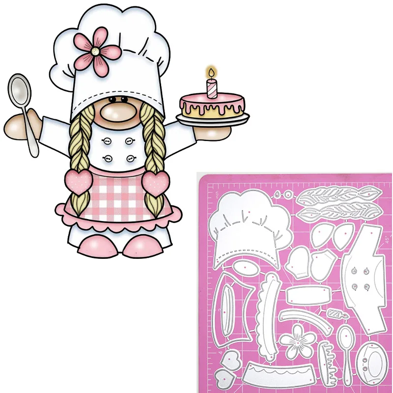 Новый штамп шеф-повара мальчик девочка готовка торт гном персонаж трафарет для