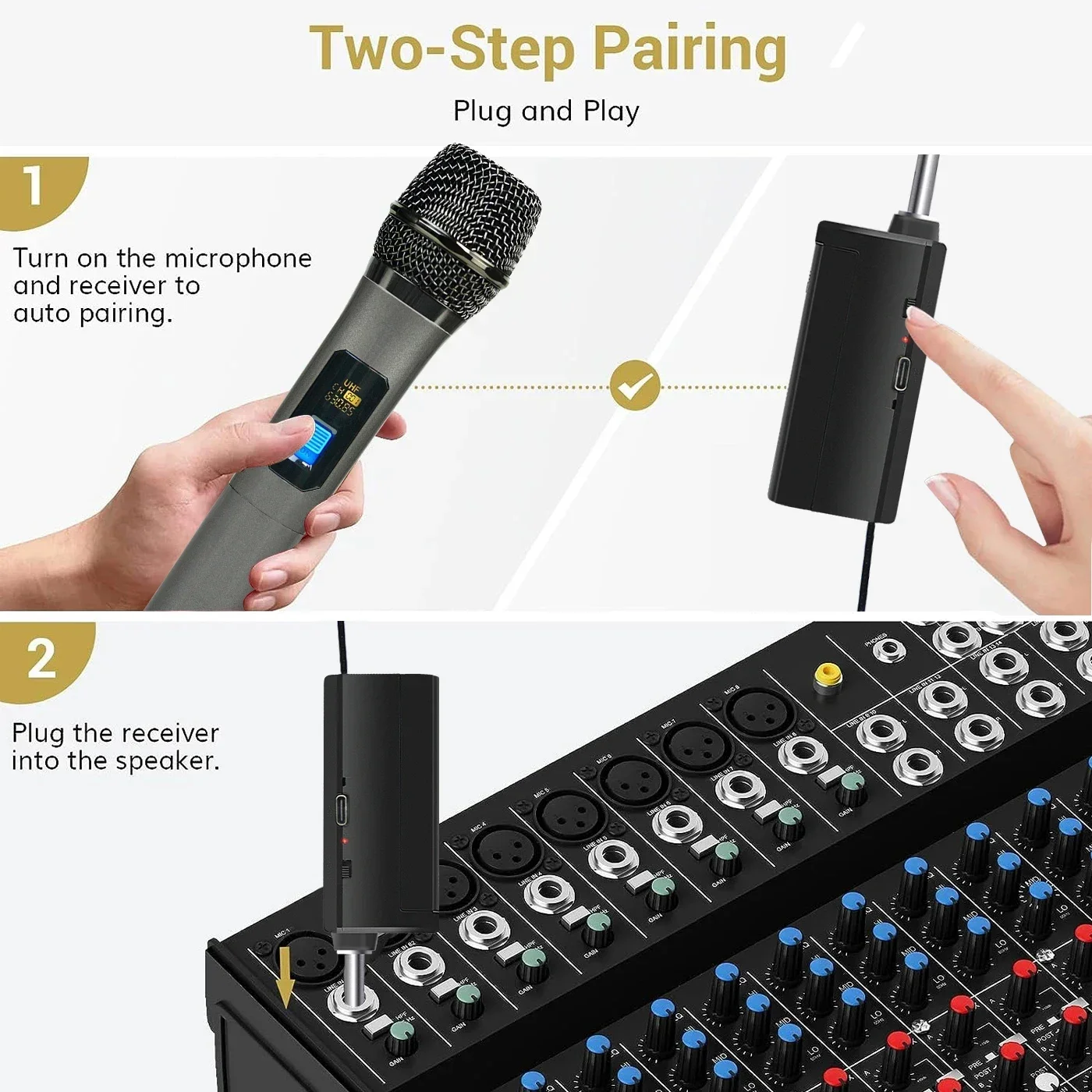 UHF Wireless Microphone Universal Cordless Dynamic System for Karaoke Singing Dj Hot Sale New 2024 Gift