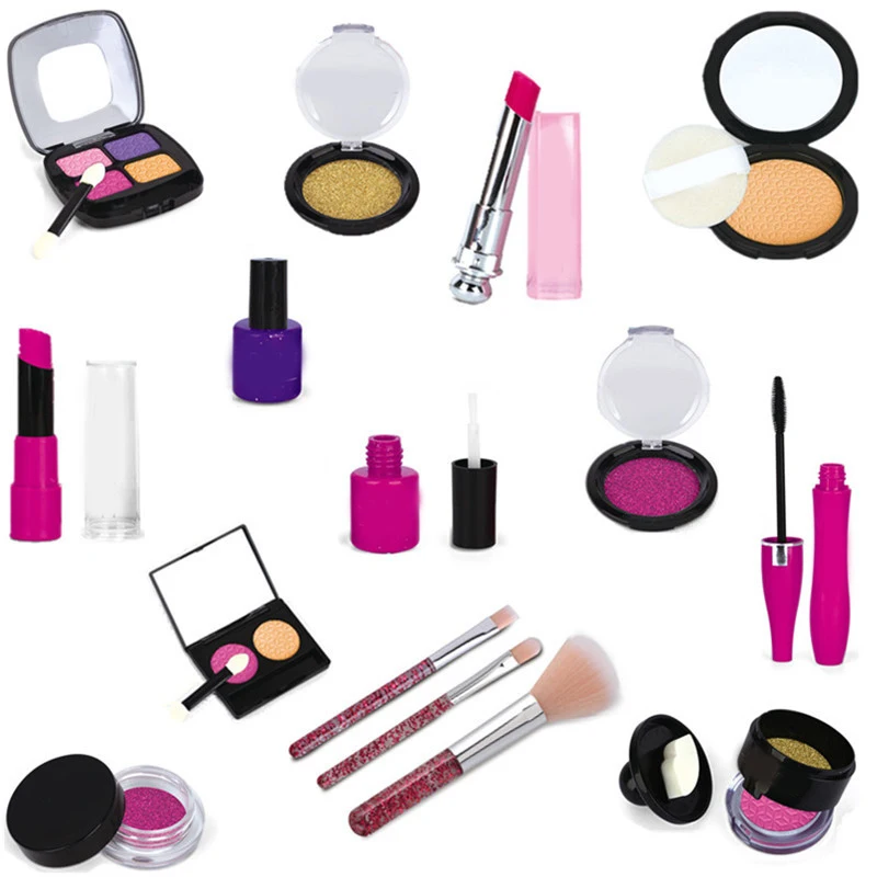 

2020 Kids Makeup Kit Washable Cosmetic Pretend Play Toys Included Lipstick Eye Shadow Blush Gift for Girls