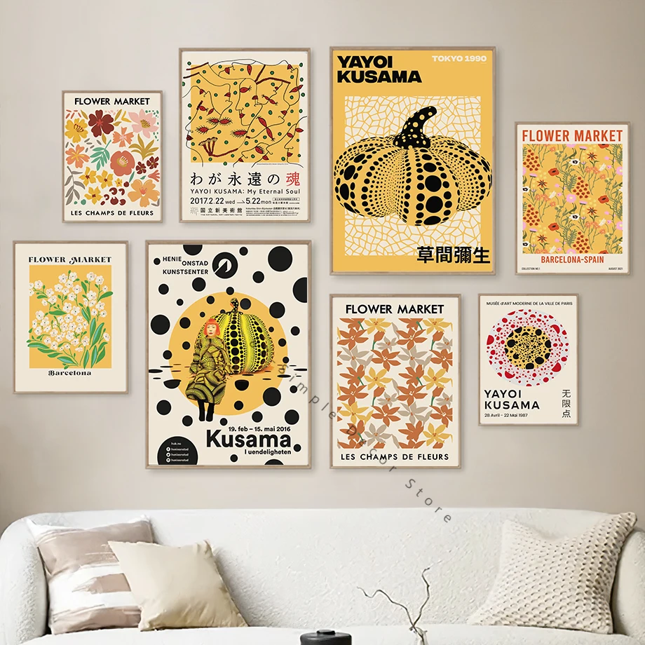 

Настенное искусство, холст, живопись Yayoi Kusama, тыква, вечная душа, точки, формы, скандинавский постер, принты, украшение интерьера