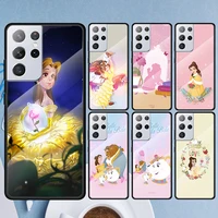 beauty and the beast love for samsung s22 s21 s20 fe s10 s10e s9 note 20 10 ultra plus lite 5g tempered glass tpu phonecase