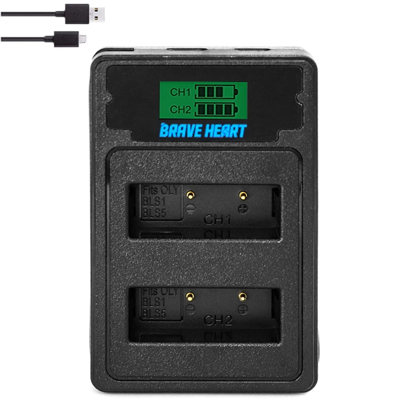 2Pcs PS-BLS5 BLS50 Battery with PS BLS5 Charger for Olympus PEN BLS-50 E-PL2 E-PL5 E-PL6 E-PL7 E-PM2 OM-D E-M10 II |