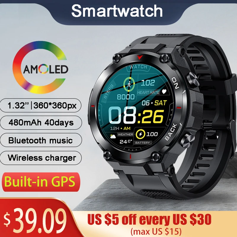 

LIGE GPS Smart Watch Men 2023 NEW Outdoor Sports Watches Waterproof Fitness 24-hour Heartrate Blood Oxygen Monitor Smartwatch