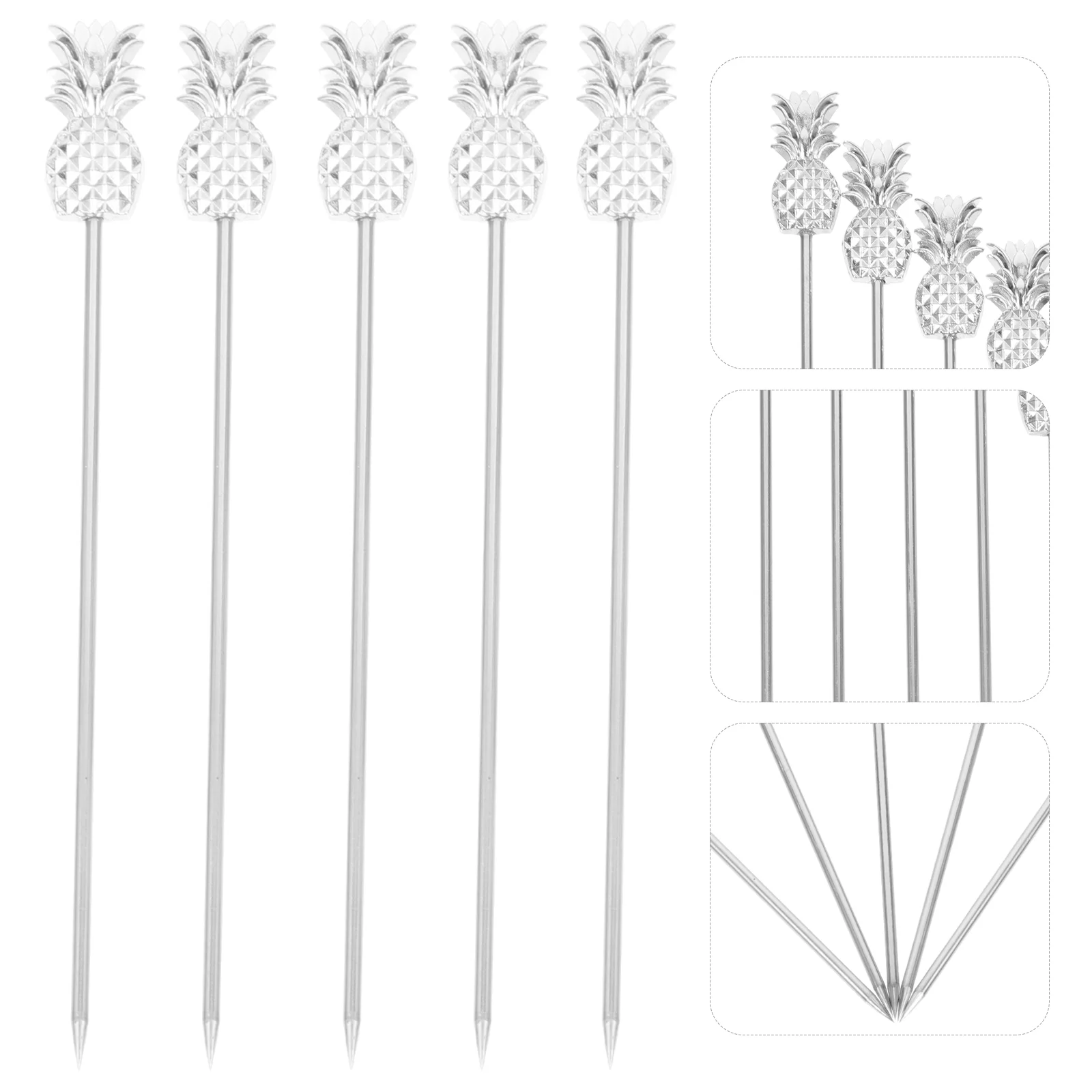 

Picks Cocktail Fruit Sticks Appetizer Drinktoothpicks Dessert Party Stirrers Decorative Metal Pineapple Skewers Cute