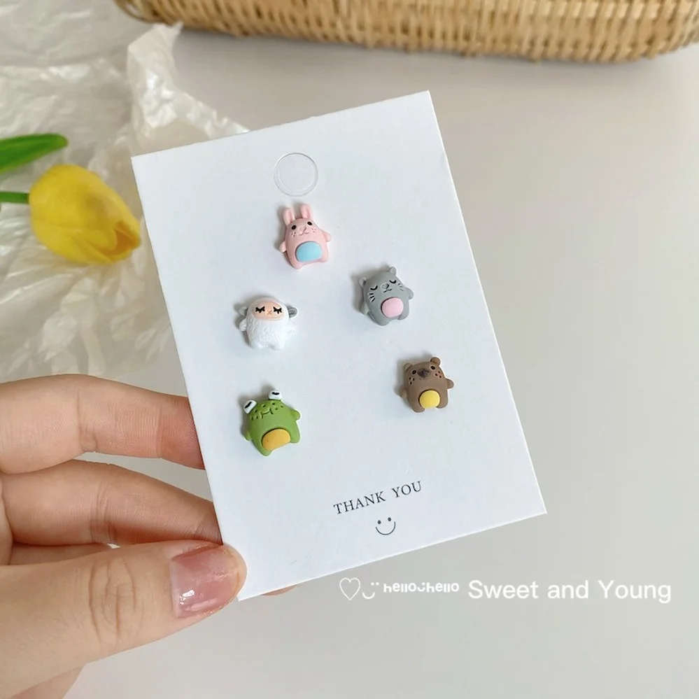

Cute Cartoon Animal Ear Stud for Women S925 Kawaii Student Basic Earring Brown Lamb Ear-ring Charm Girl Trend Jewelry Party Gift