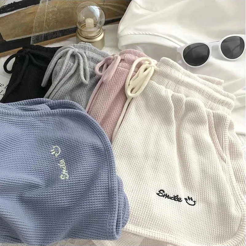 Women's Summer Shorts High Waist Elastic Lace Up DrawstringWide Leg Short Running Fitness Sport Shorts Loose Casual Hot Pants