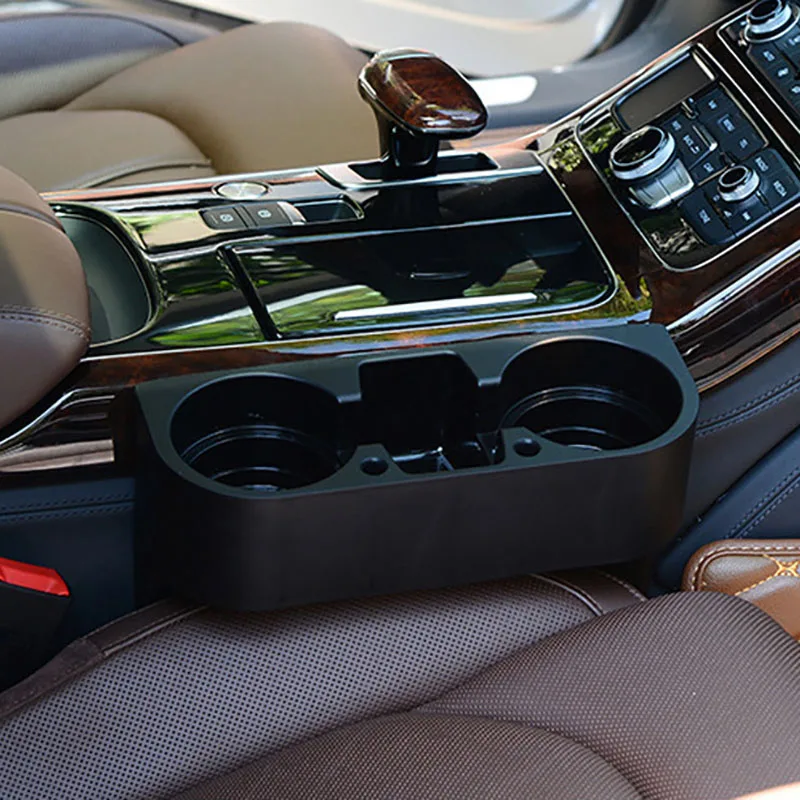 

3 In 1 Dual Hole Car Drink Holder Seat Seam Storage Box Phone Mount Stand Car Accessories Black Multifunctional Dropshipping