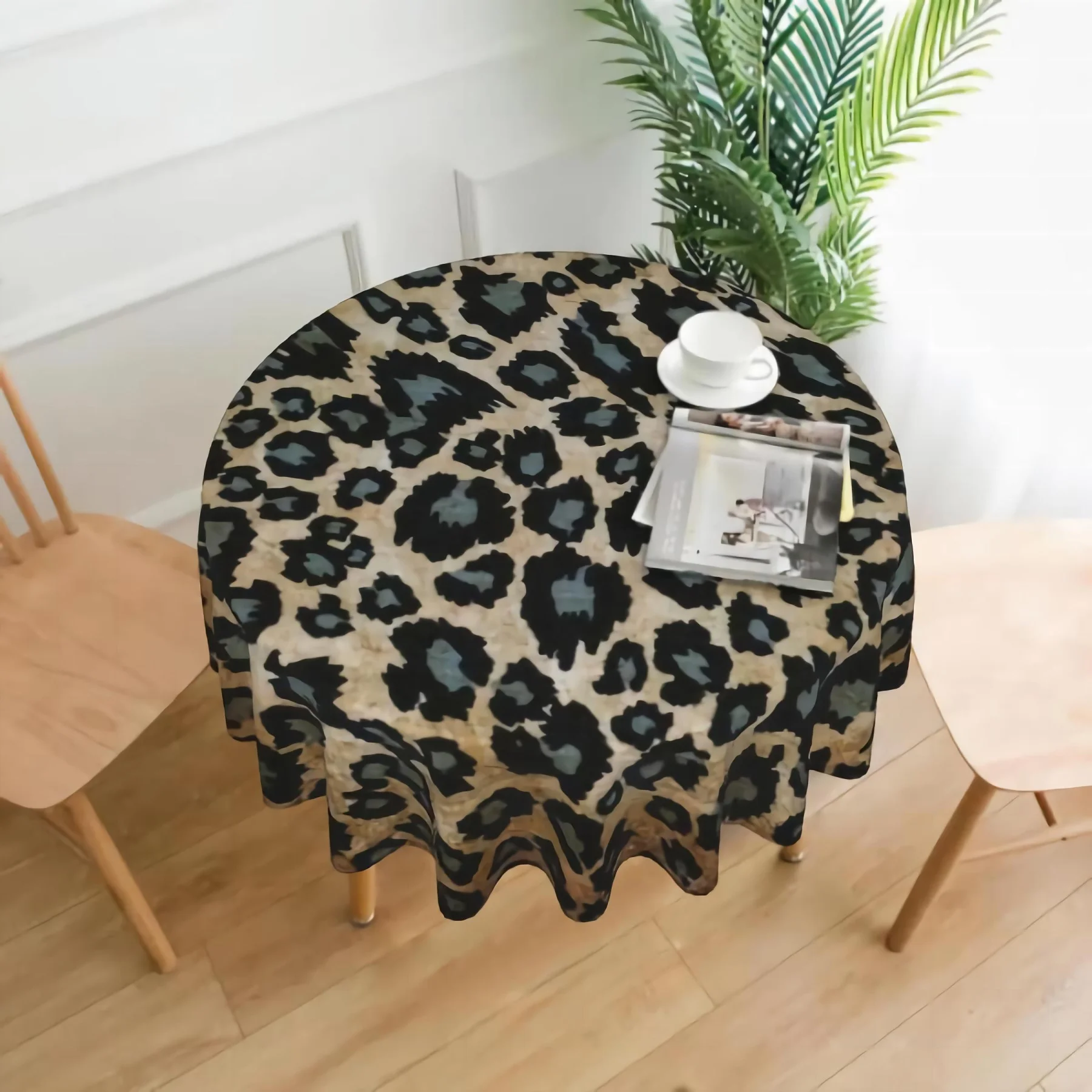 

Wild Animal Leopard Or Cheetah Tablecloth Panther Skin 60 Inch Round Tablecloth Polyester for Party Picnic Tabletop Dining Room