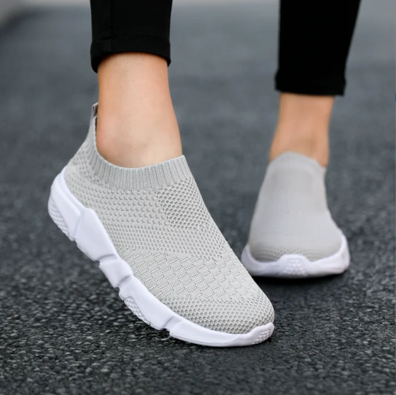 

Women Flat Slip OnWalking Sock Sneakers Summer Casual Chaussures Femme Black Shoes Woman Lightweight Tenis Loafers Plus Size 42