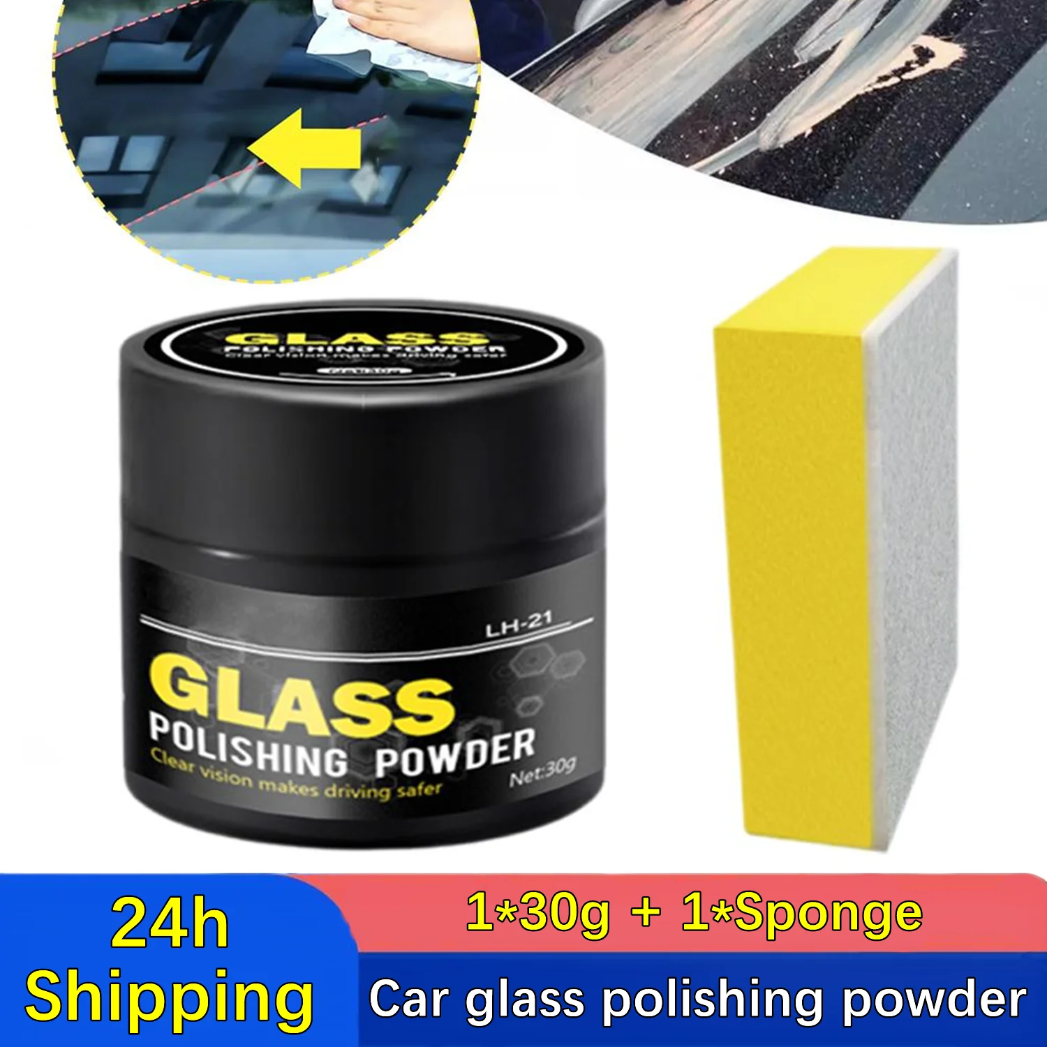 Glass Polishing Compound Powder Detergent Window Cleaner Glasses Scratch Remover Car Cleaning Safe Windshield