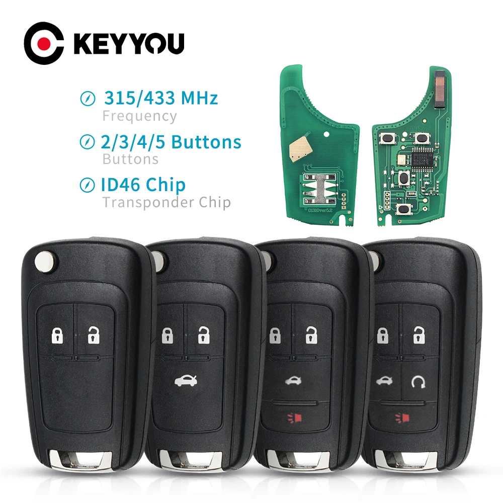 

KEYYOU For Opel Remote Car Key 315MHZ/433MHZ ID46 Chip For Opel Vauxhall Astra J Corsa E Insignia Zafira C 2009-2015 2/3/4 Btn