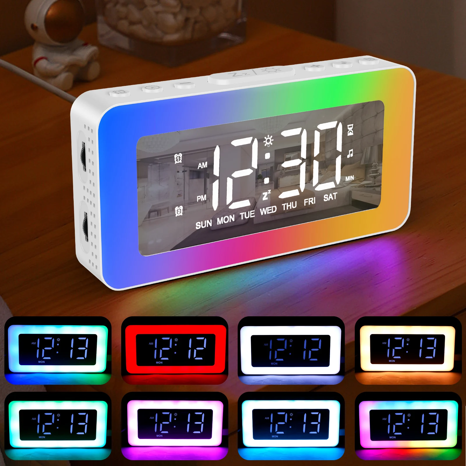 Usb Digital Clock 12/24 Format Adjustable Volume Bedside Clock With Dimmable Night Light For Bedroom Office Home