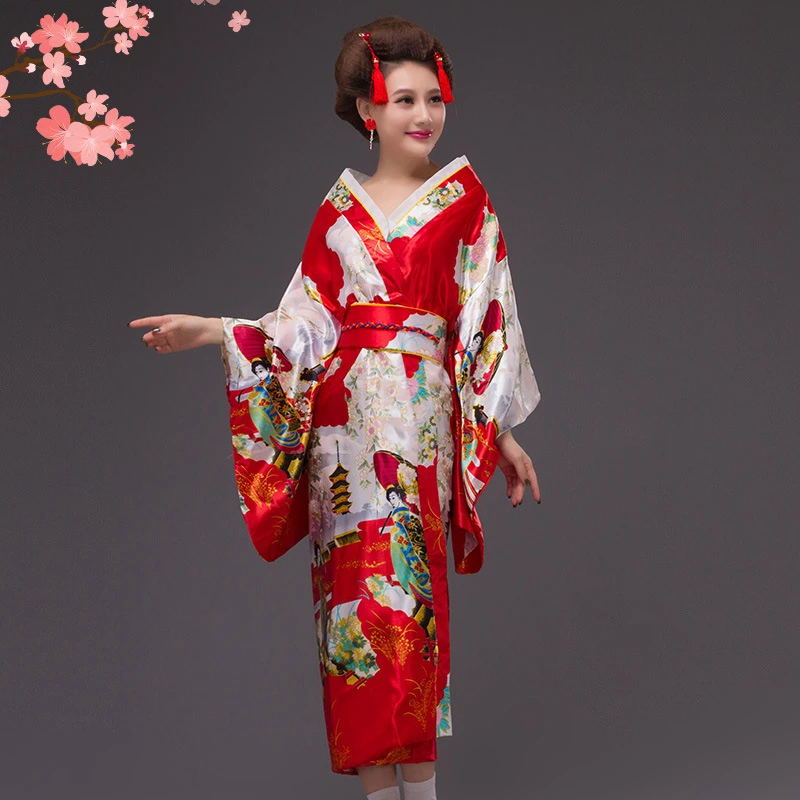 Традиционное японское кимоно Женский костюм для выступлений женский японской