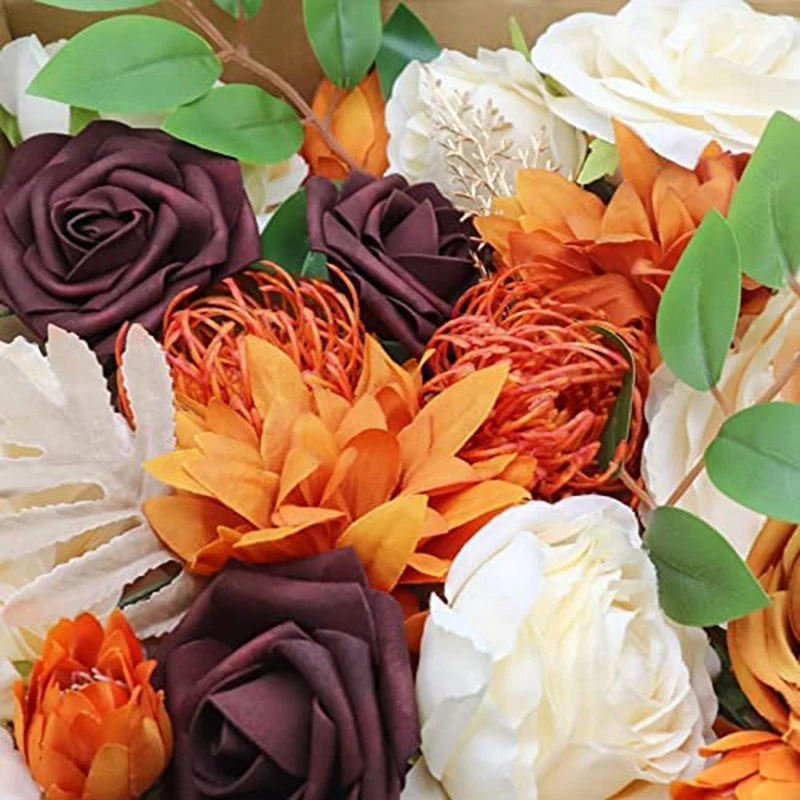 

Artificial Flowers Combo Set For DIY Wedding Bouquets Fake Roses For DIY Bridal Wedding Bouquets For Home Decoration