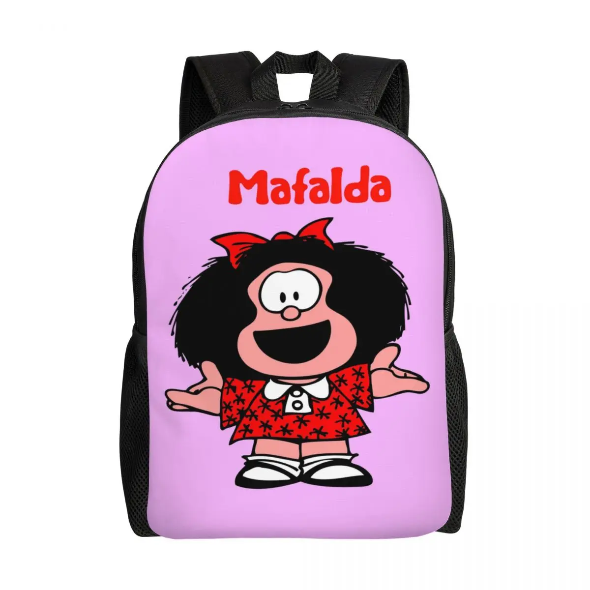 

Классический комикс, рюкзак Mafalda для ноутбука для женщин и мужчин, модная сумка для книг для школьников, студентов колледжа, мультяшная сумка Quino