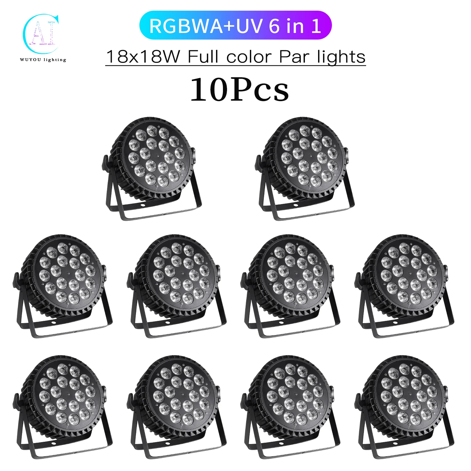 

Светодиодный прожсветильник Тор Par 18x1 2 Вт/18x18 Вт RGBWA + UV 6 в 1, алюминиевое сценическое освещение DMX512, управление диджеем, оборудование для дискотеки, ссветильник, 10 шт./партия