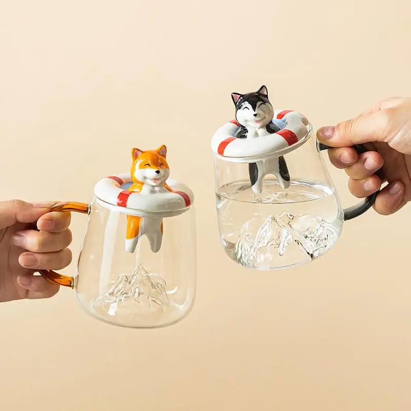 Кружка с ложкой мультяшные чашки для чая собакой кофейные и крышкой красочные