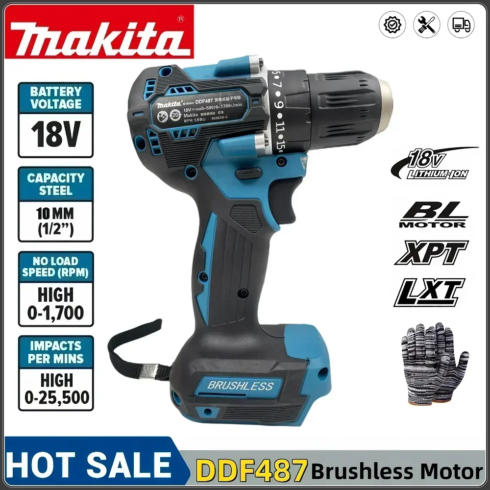 Новинка 2024 Makita DDF487 отвертка аккумуляторная ударная дрель 18 В LXT электрический