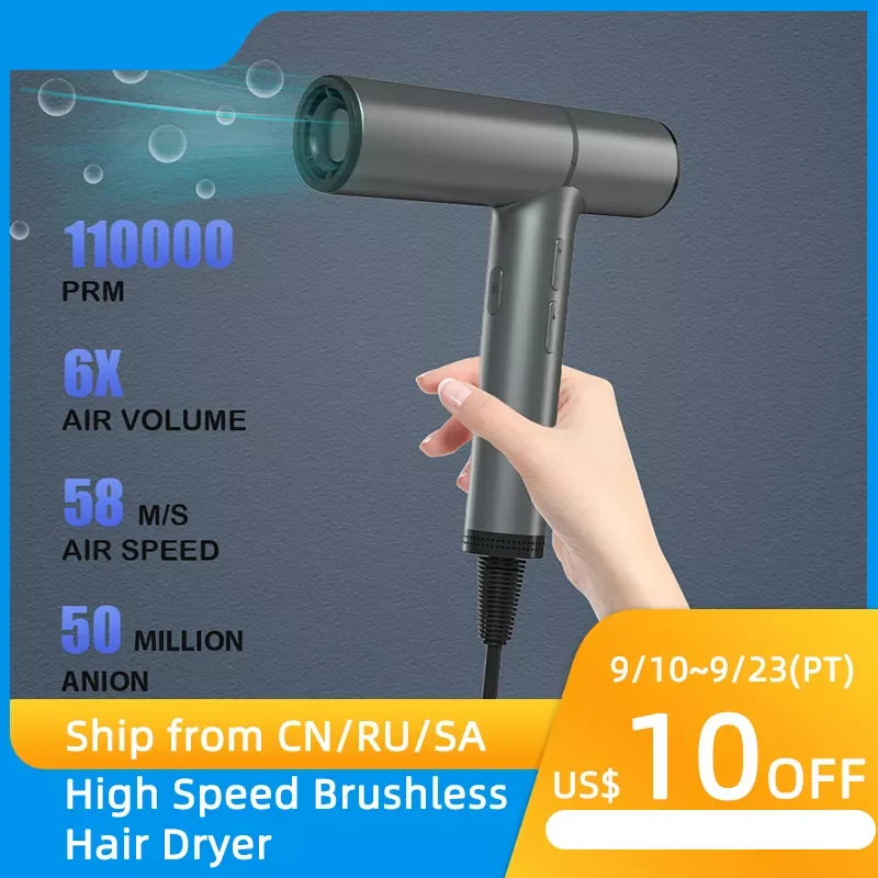 

NEW2023 High Speed Anion Hair Dryers Brushless Motor Professional Hair Dryer Large Air Volume 110000Rpm Negative Ion Hair Care