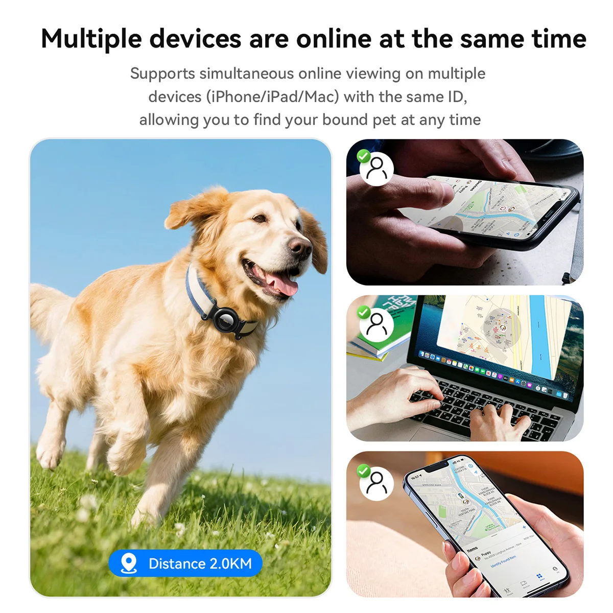 Фото HOCO Smart Tag GPS трекер для домашних животных, собак, кошек, поддержка работы для Find My App, анти-потерянный локатор устройства, ошейник для домашних животных, тип дизайна №2