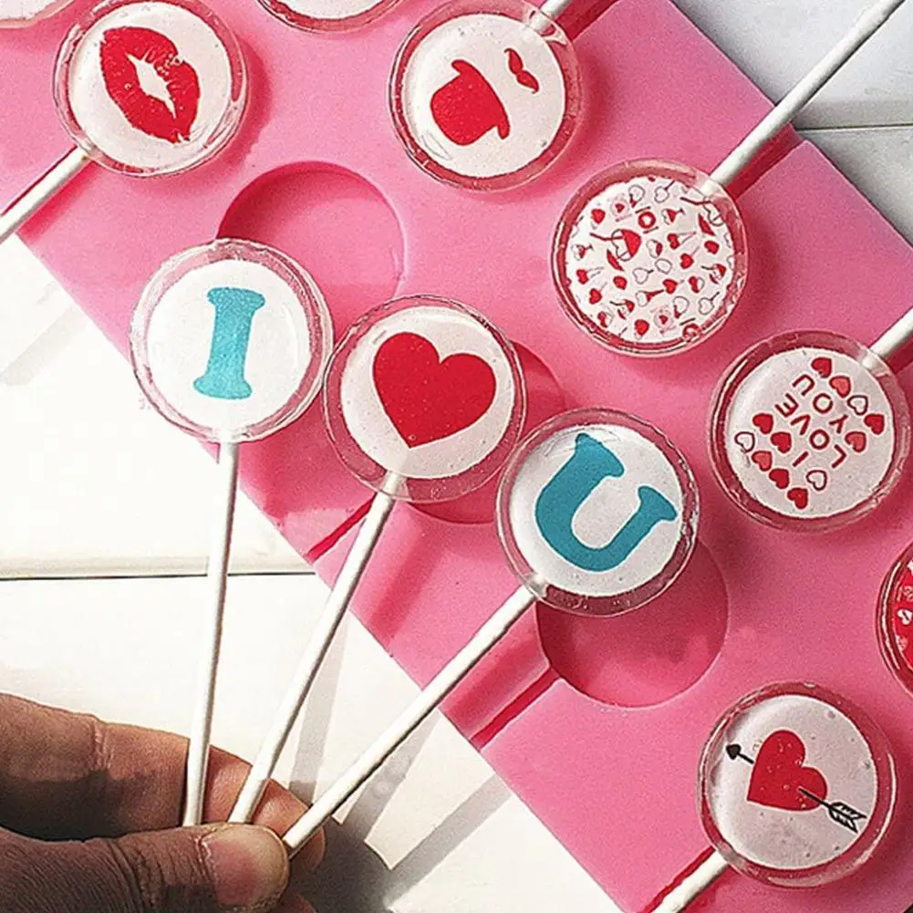 

Large Round Silicone Lollipop Molds Chocolate candy Fondant Mould sugar lolly cake biscuit bakeware 12 hole with sticks