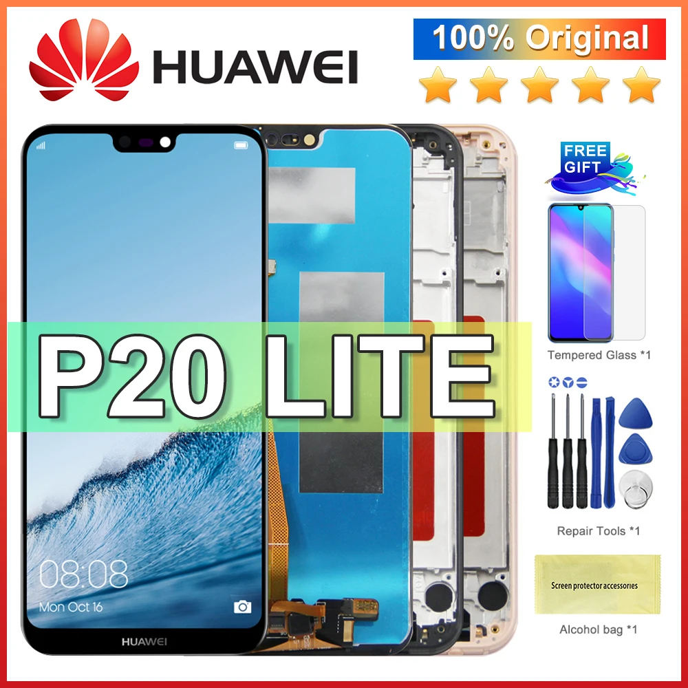 ЖК-дисплей 5,84 дюйма для Huawei P20 Lite, сенсорный экран, дигитайзер для Huawei Nova 3e, зеркальный дисплей с рамкой, заменяемый