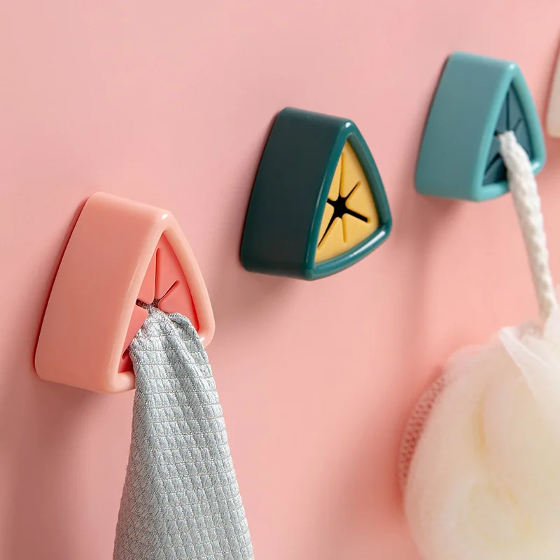 Towel Rack For Kitchen Triangle Creative Holeless Storage Hook Wall Hanging Cloth Plug Bathroom Wiping Dishwashing Towel Shelf